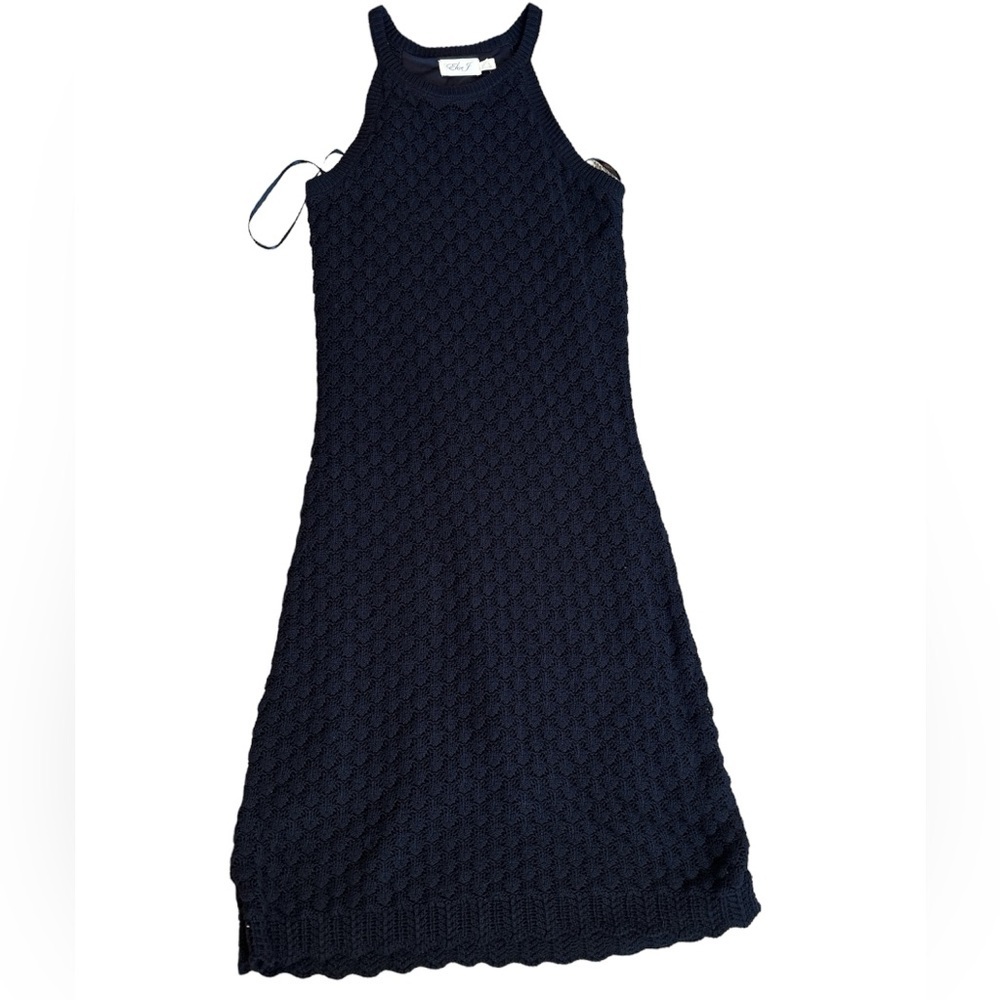 NWT Crochet Navy Blue Midi Dress Eliza J Size L‎